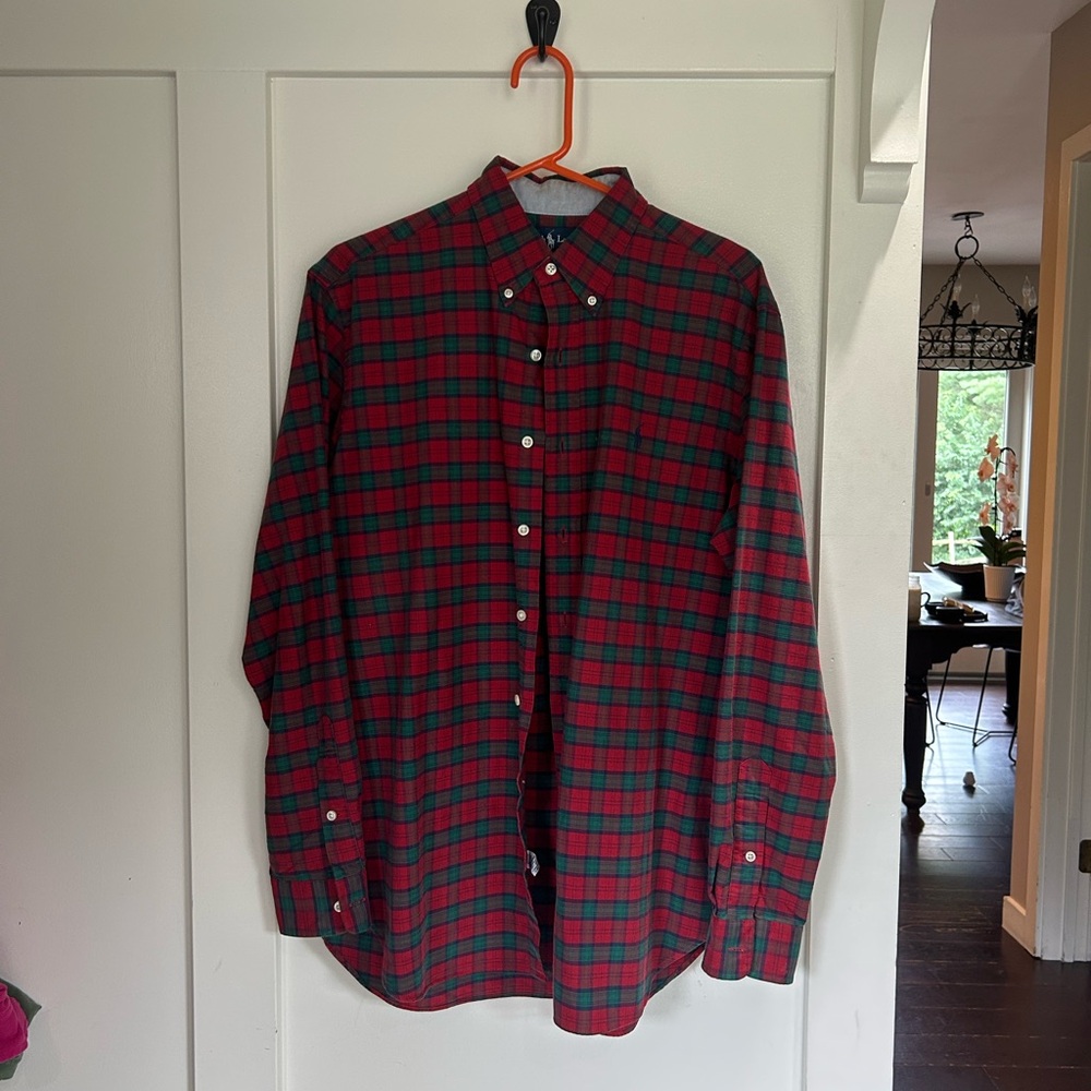 Ralph Lauren Red and Green Plaid Button Down Shirt